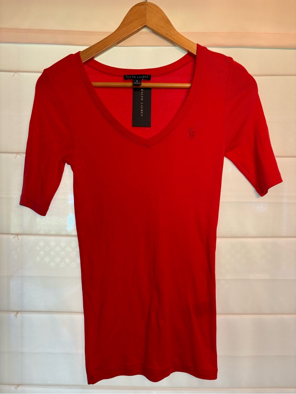 NWT Ralph Lauren Women’s Red V-Neck Short Sleeve Top